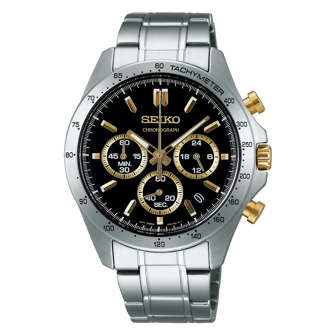 seiko-selection-sbtr015-quartz-chronograph-three-subdials-mens-silver-6875104 Seiko Spirit SBTR015 Chronograph Black Dial Stainless Steel Men's Watch - Image 1
